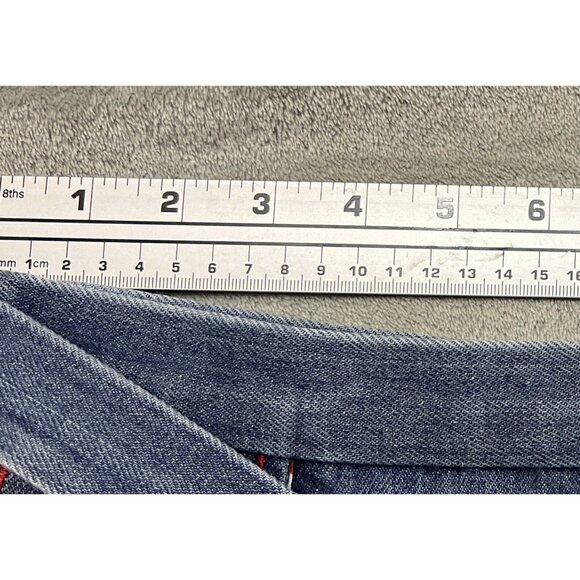 Vtg Handmade 70s Small Med blue Jean denim Wrap Skirt Pockets Bandana Patchwork - Picture 4 of 8